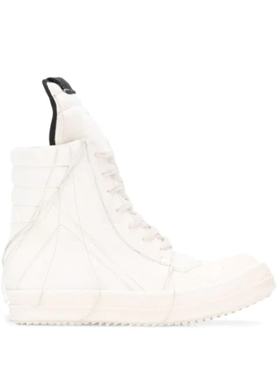 Shop Rick Owens High Top Loose Thread Sneakers In White