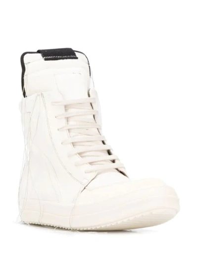 Shop Rick Owens High Top Loose Thread Sneakers In White