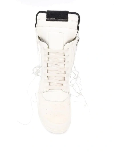 Shop Rick Owens High Top Loose Thread Sneakers In White