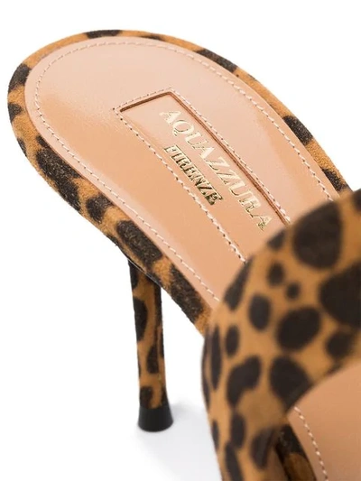 Shop Aquazzura Forever 75mm Leopard Print Mules In Brown