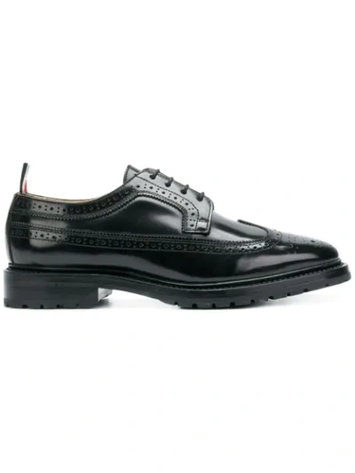 Shop Thom Browne Shiny Leather Longwing Brogue In Black