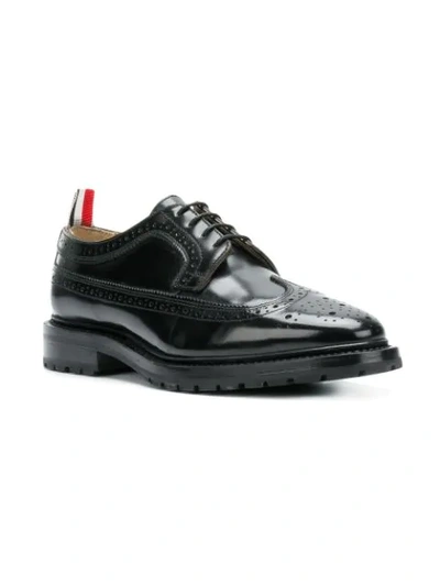 Shop Thom Browne Shiny Leather Longwing Brogue In Black