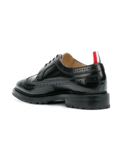 Shop Thom Browne Shiny Leather Longwing Brogue In Black