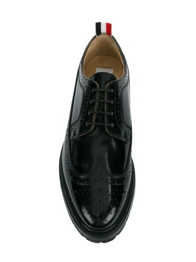 Shop Thom Browne Shiny Leather Longwing Brogue In Black