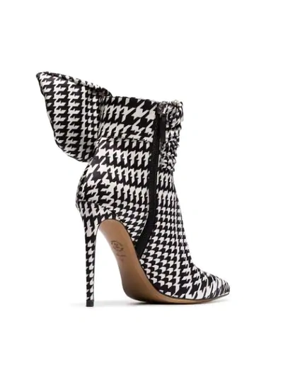 Shop Alexandre Vauthier Black And White Yasmin 100 Houndstooth Print Buckle Embellished Ankle Boots