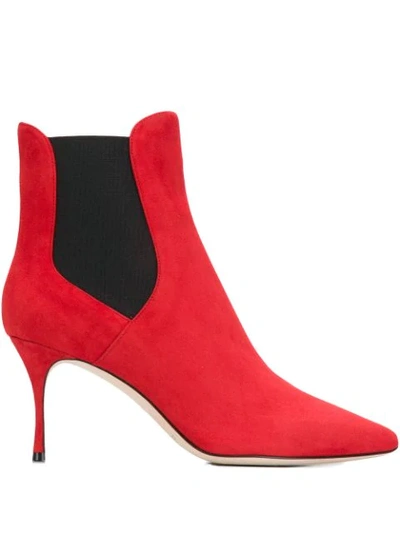 Shop Sergio Rossi Pointed Boots - Red