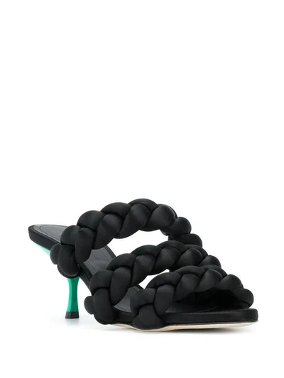 Shop Marco De Vincenzo Triple Treccia Slider Sabot Sandals In Black