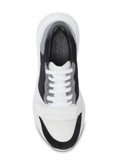 Shop Burberry Suede, Neoprene And Leather Sneakers - Black