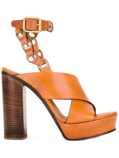 Shop Chloé Chain Strap Platform Sandals In Brown