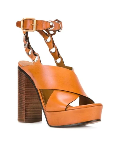 Shop Chloé Chain Strap Platform Sandals In Brown