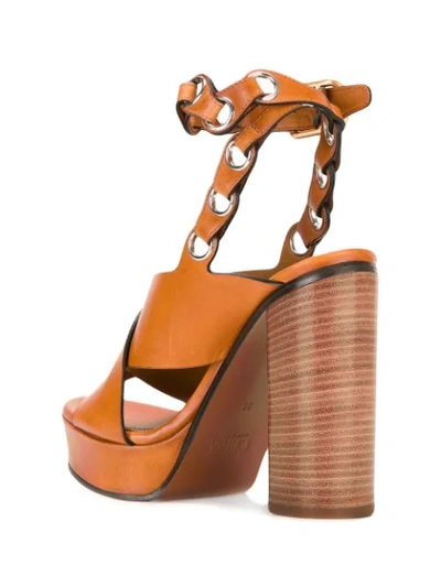 Shop Chloé Chain Strap Platform Sandals In Brown