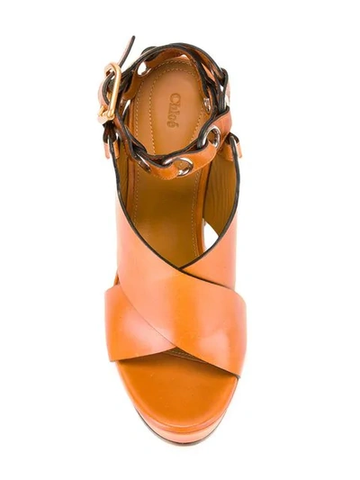 Shop Chloé Chain Strap Platform Sandals In Brown