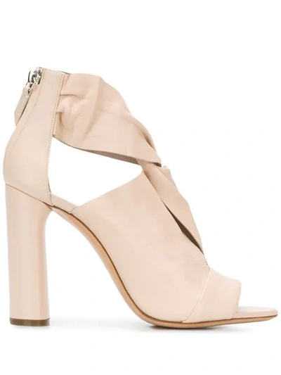 Shop Casadei Peep Toe Sandals In Neutrals