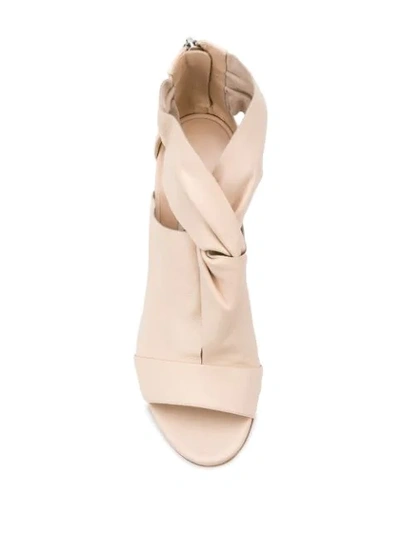 Shop Casadei Peep Toe Sandals In Neutrals