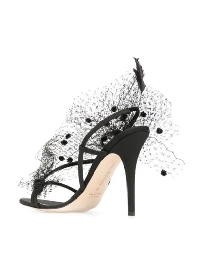 ANDREA MONDIN ANNE VEIL AND FEATHERS SANDALS - 黑色