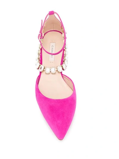 Shop Casadei Crystal-embellished Ballerinas In Pink