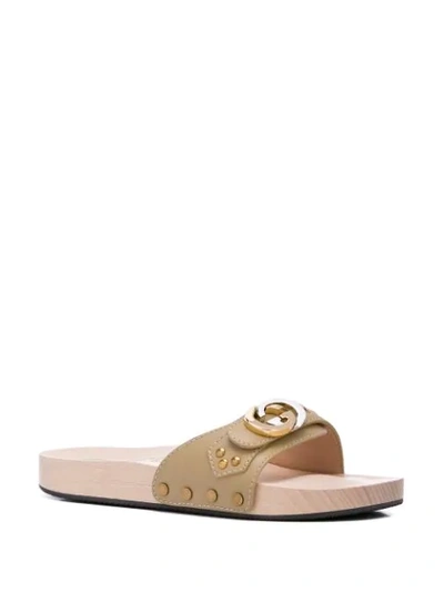 Shop Gucci Interlocking G Slide Sandals In Beige