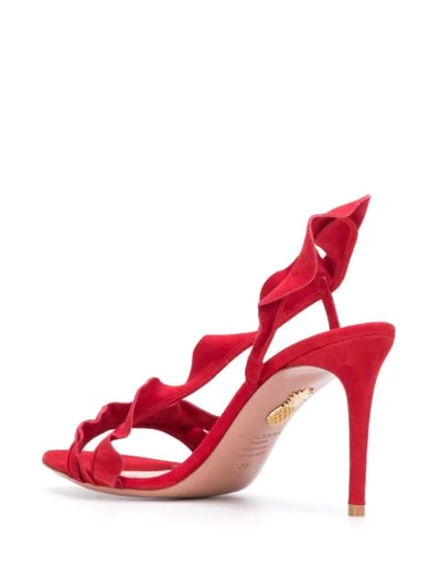 Shop Aquazzura Ruffle 90 Sandals In Red