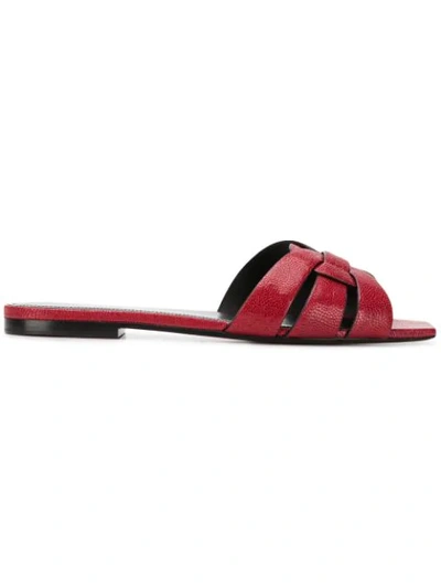 SAINT LAURENT TRIBUTE FLAT SANDALS - 红色