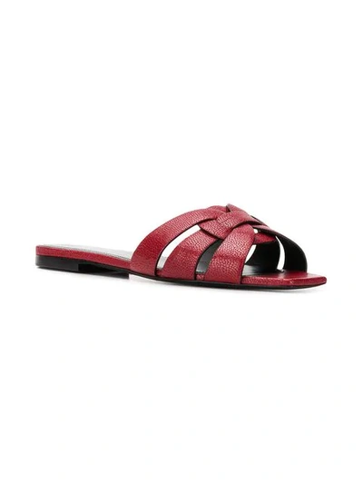 SAINT LAURENT TRIBUTE FLAT SANDALS - 红色