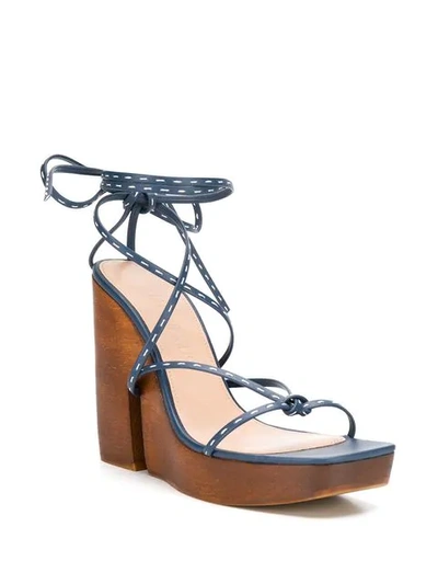 Shop Jacquemus High Wedge Sandals In Blue