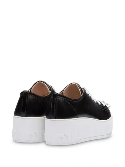 Shop Miu Miu Crystal Toecap Platform Sneakers In Black