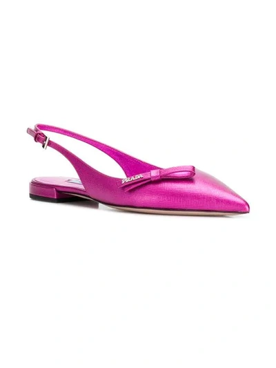 Shop Prada Slingback Ballerina Shoes In Pink