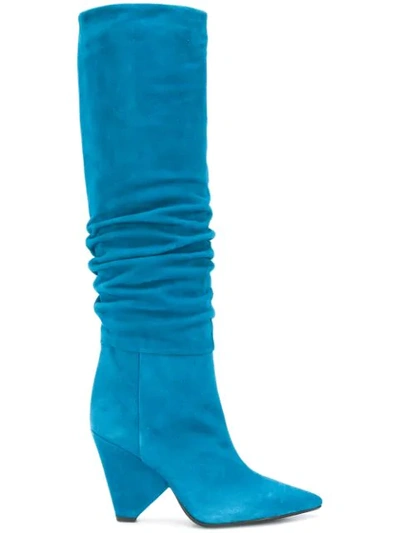 Shop Anna F . Pointed Knee-length Boots - Blue