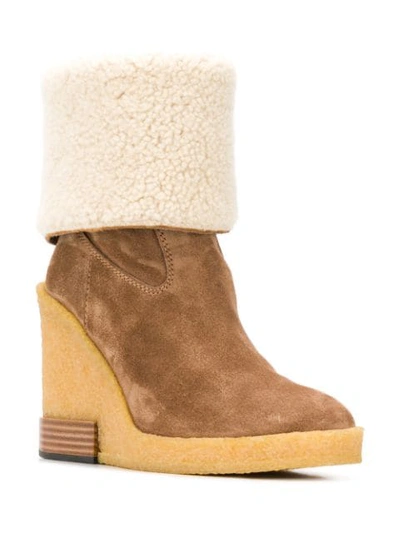 Shop Tod's Wedge Ankle Boots In Brown