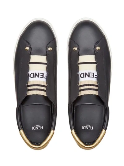 Shop Fendi Logo Slip-on Sneakers In Black