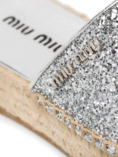 Shop Miu Miu Slip-on Glitter Espadrilles In Metallic