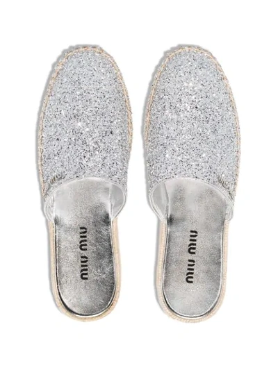 Shop Miu Miu Slip-on Glitter Espadrilles In Metallic