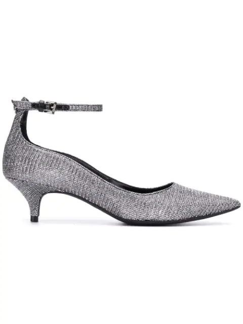 michael kors flex kitten pump silver glitter