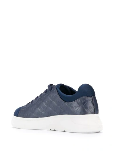Shop Emporio Armani Branded Detail Sneakers In Blue