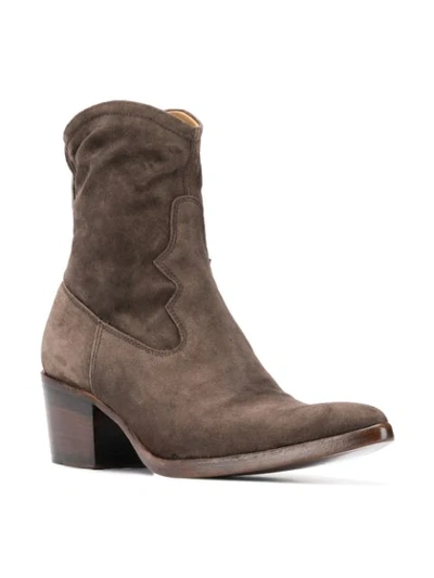 Shop Alberto Fasciani Cowboy Ankle Boots In Brown