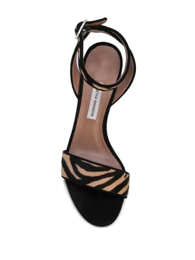 Shop Tabitha Simmons Leticia Zebra-print Sandals In Black
