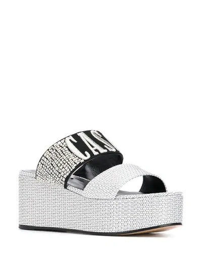 Shop Casadei Logomania Platform Sandals - Grey