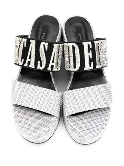 Shop Casadei Logomania Platform Sandals - Grey
