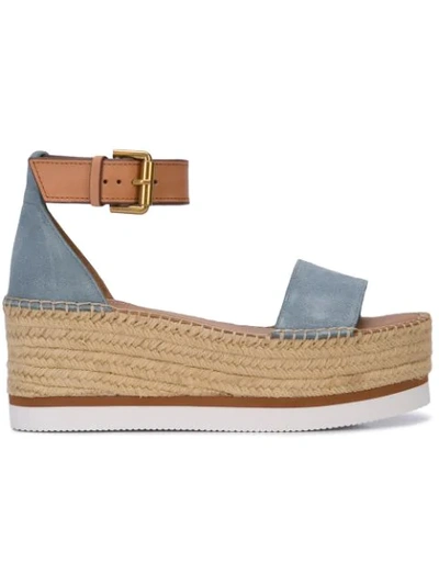 Shop See By Chloé Glyn Platform Espadrilles In Blue