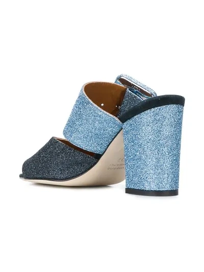 Shop Paris Texas Glitter Buckle Mules In Blue