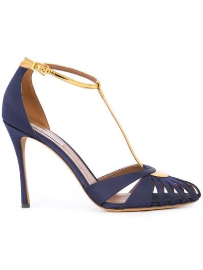Shop Tabitha Simmons Chelsea Satin Pumps In Blue ,gold