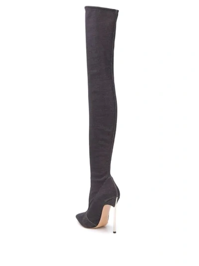 Shop Casadei Thigh High Stiletto Boots In Grey