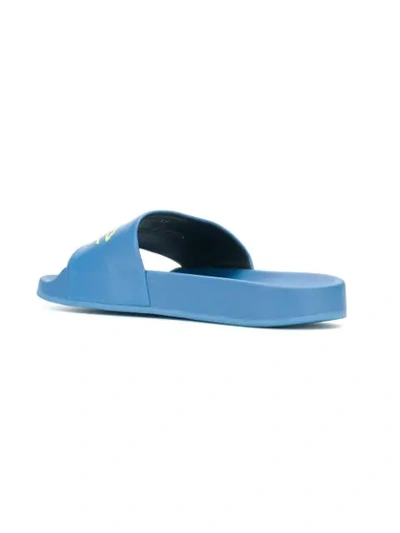 Shop Versace Logo Slider Sandals In K7uot