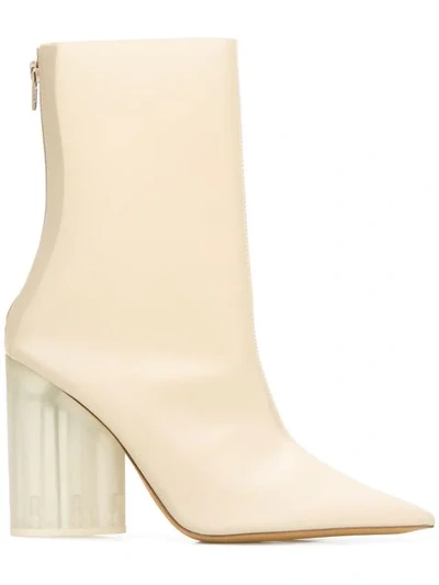 Shop Yeezy Block Heel Ankle Boots In Neutrals