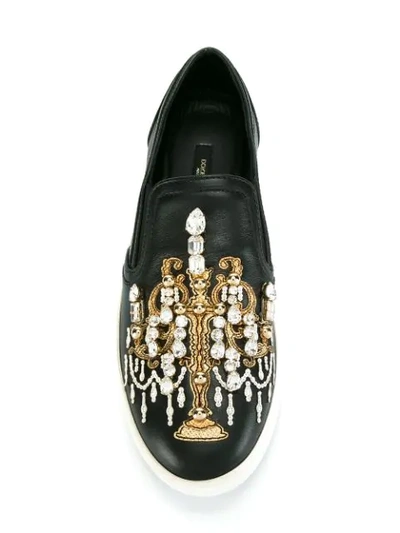 Shop Dolce & Gabbana Candlestick Embellished Slip In Black