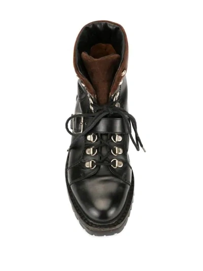 Pre-owned Gucci Buckled Combat Boots In Black