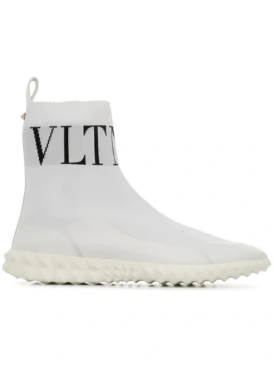 Shop Valentino Garavani Vltn Sock Sneakers In White