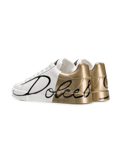 Shop Dolce & Gabbana Metallic Heel Sneakers - White
