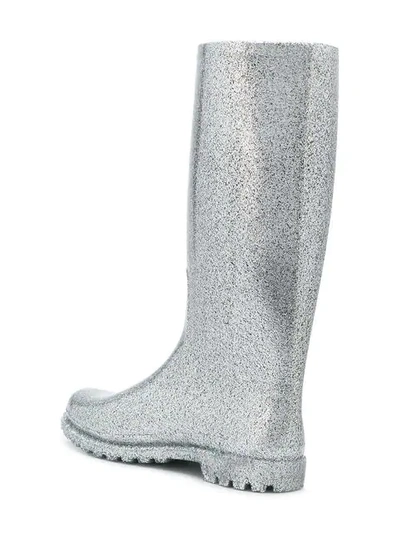 Shop Chiara Ferragni Glitter Wellington Boots In Grey