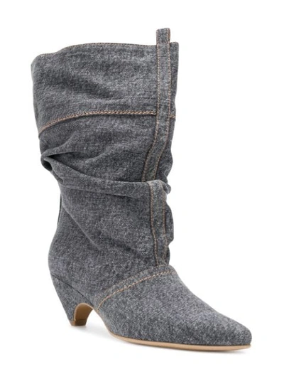 Shop Stella Mccartney Slouchy Pointed Boots - Grey